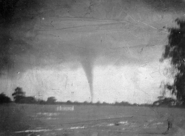 First captured tornado at Marong, VIC 1911. Image released by the Victoria Museum