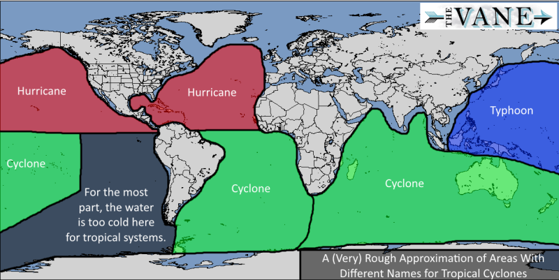 An approximation of where each system occurs in regards to regions and oceans via The Vane