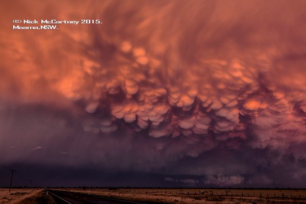 Mammatus captured on a severe thunderstorm at Moama, NSW via Nick McCartney in 2015