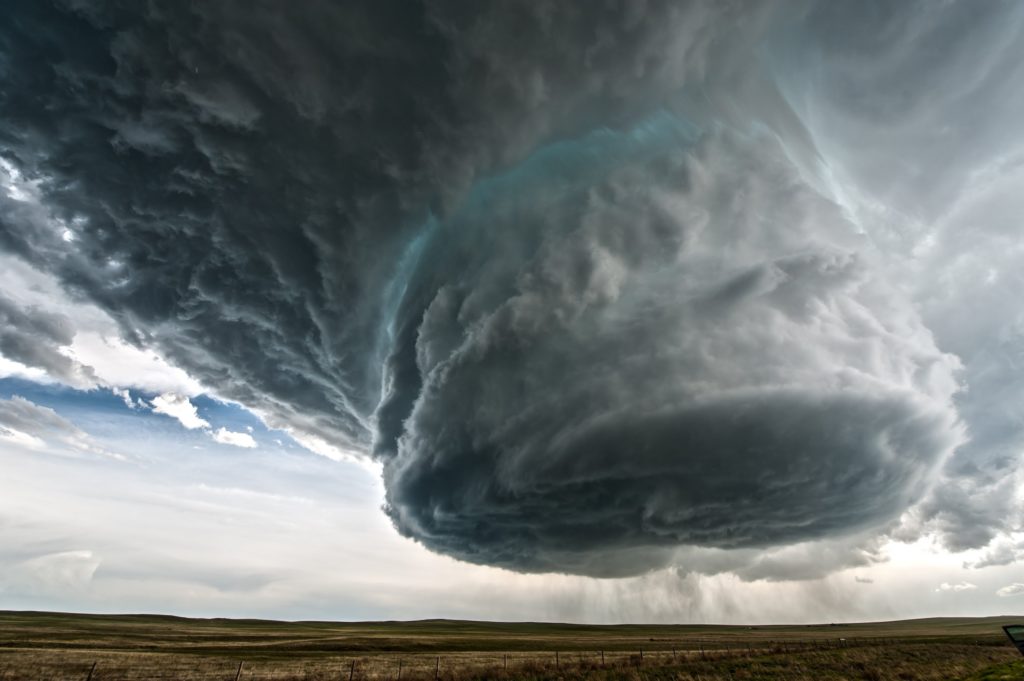 Image of a huge rotating wall cloud over Wyoming. Image credit: Colt Forney