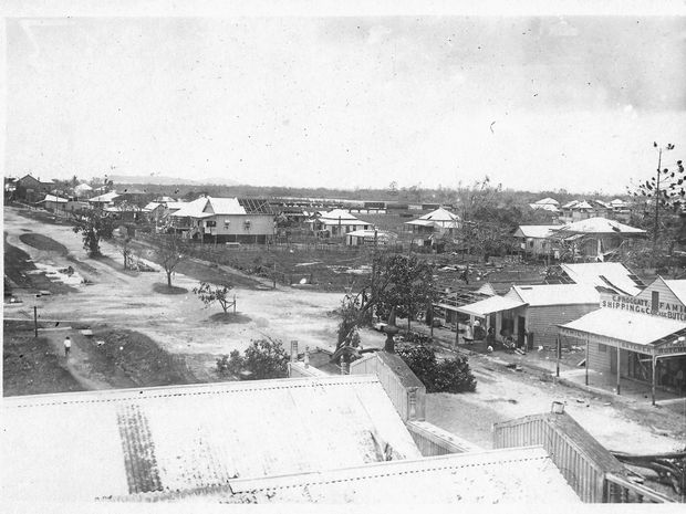 View from the Grand Hotel following the landfall of the Mackay Cyclone. Image via the Mackay Museum